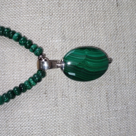 Malachite/Sterling Silver Gemstone Necklace/Pendant - Picture 2 of 8